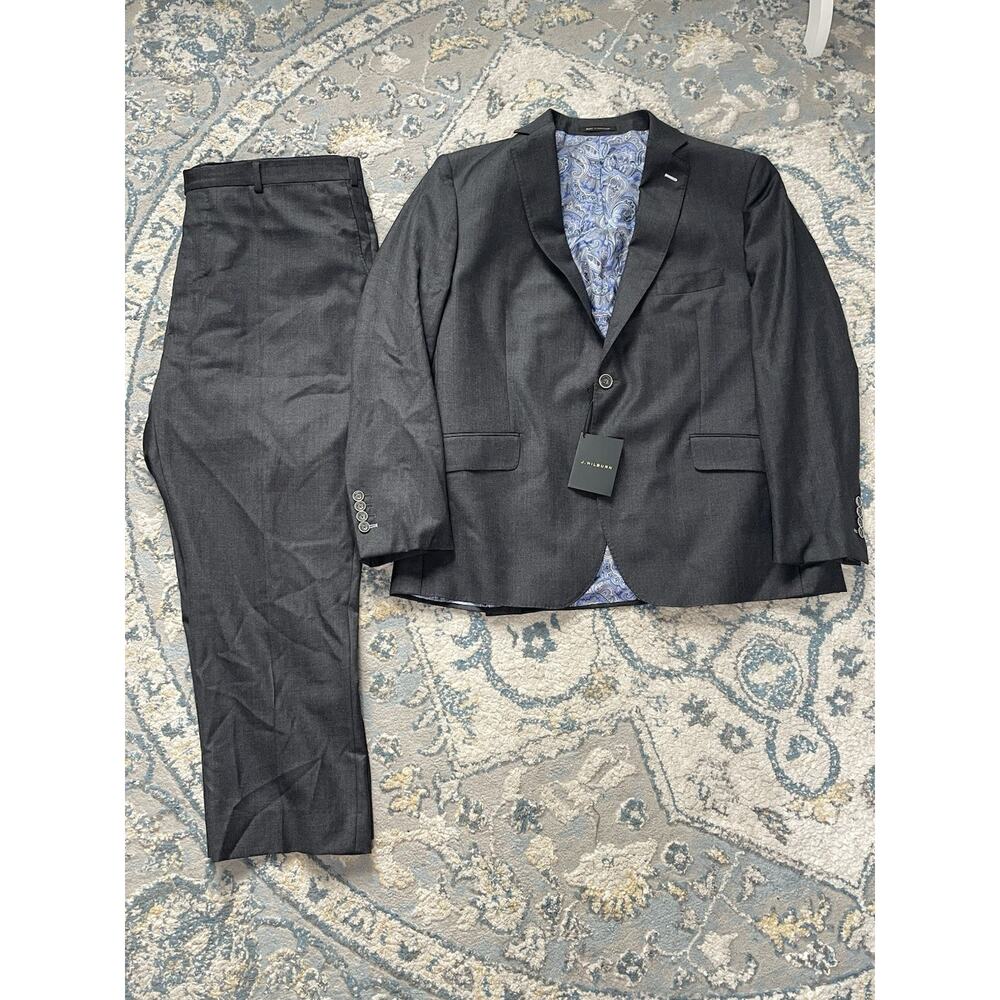 J. Hilburn Custom Tailored Suit Gray Wool Vitale Barberis 1663 40R - Picture 2 of 8